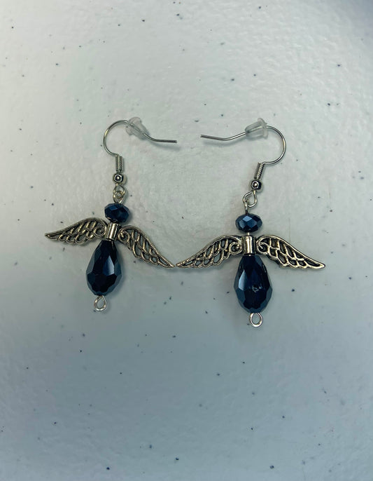 Dark Blue Angel Earrings