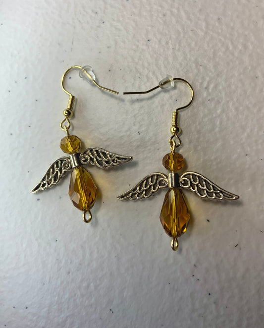 Light Golden Brown Angel Earrings