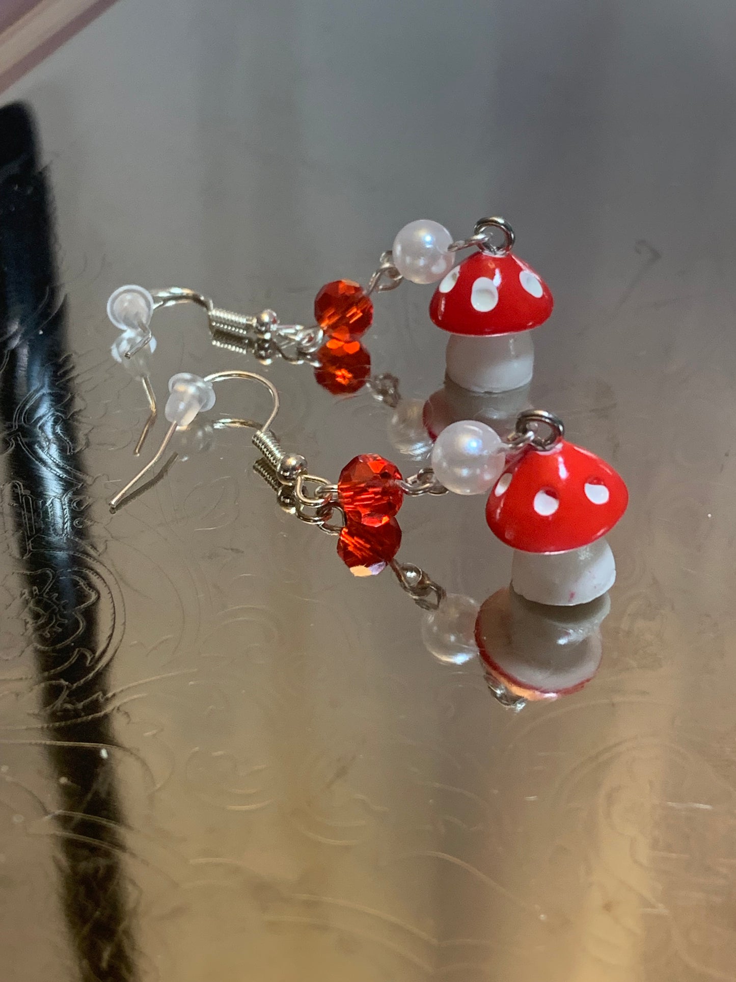 Red and White Mushroom Earrings