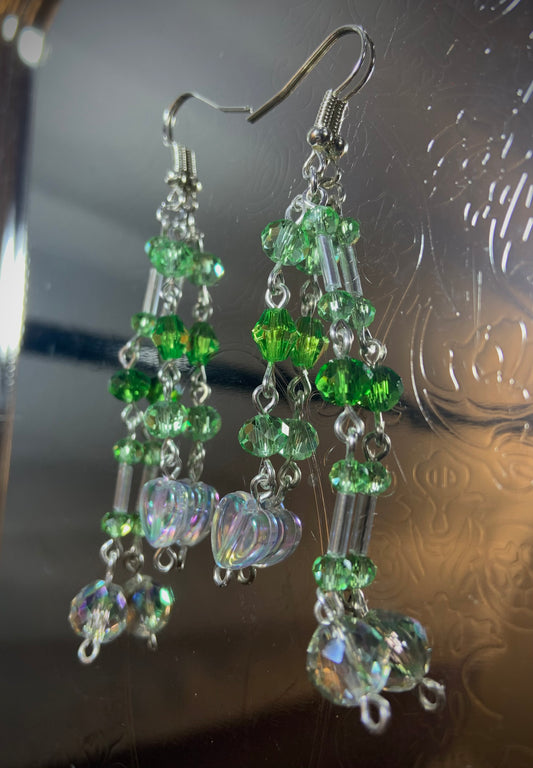 Green and Clear Earrings