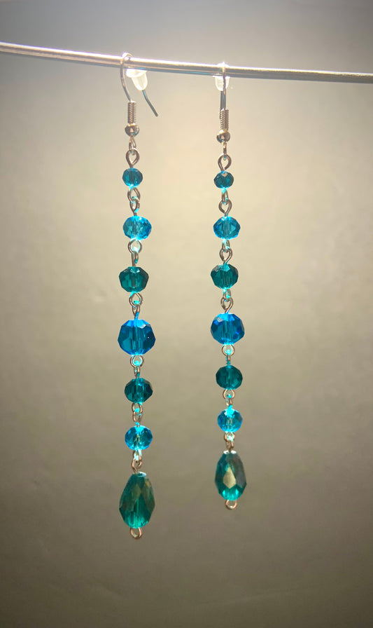 Blue and Teal Long Earrings