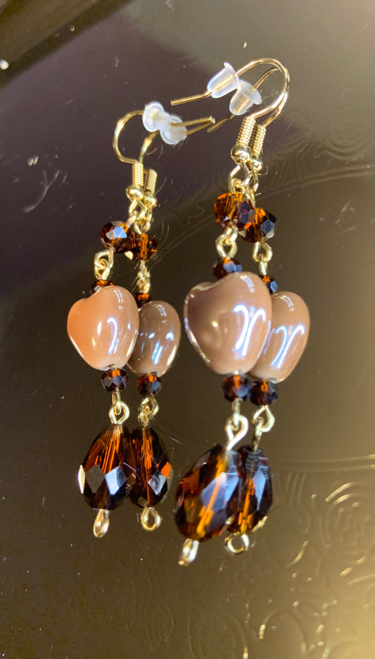 Brown Heart Earrings