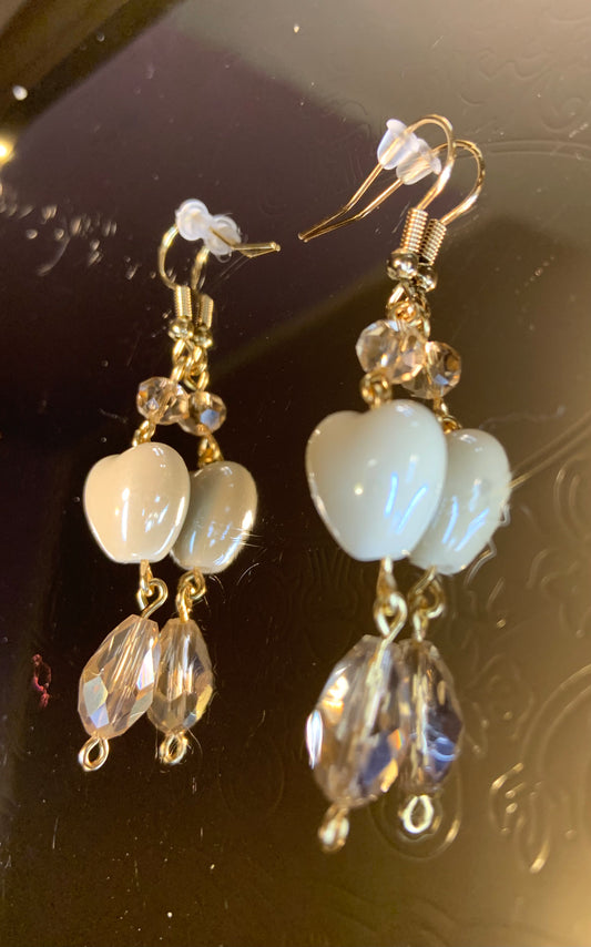 Creamy Beige Heart Earrings